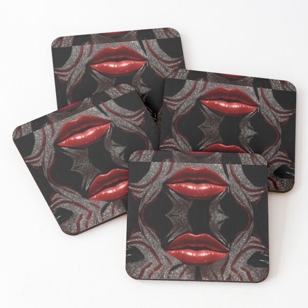 Item preview, woman's red lips intertwined with jewelry woman Lipstick fashion in black background designed and sold by Carlos Gudino.