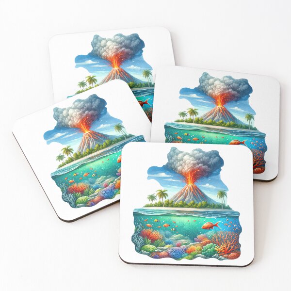 Item preview, Tropical Island and Erupting Volcano designed and sold by JackrabbitPub.
