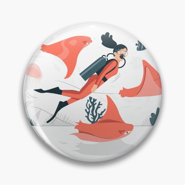 Item preview, Diver woman with manta rays designed and sold by Peycer.