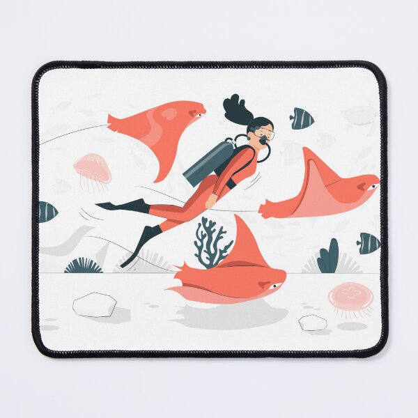 Item preview, Diver woman with manta rays designed and sold by Peycer.