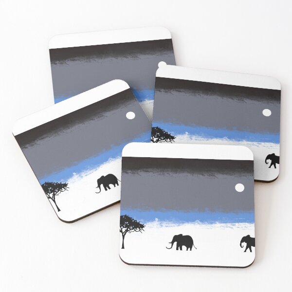 Item preview, blue Cute Elephants , baby elephant , starlit night with moon designed and sold by wrightsonarts.