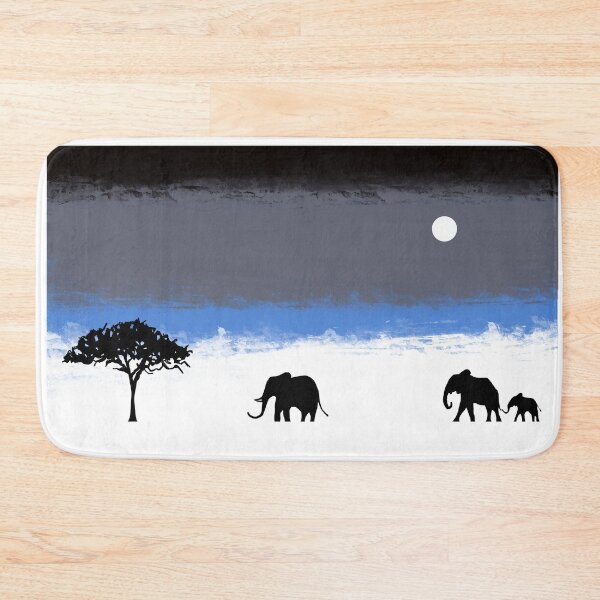 Item preview, blue Cute Elephants , baby elephant , starlit night with moon designed and sold by wrightsonarts.