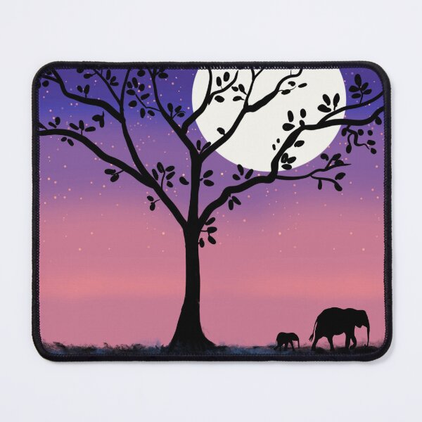 Item preview, Cute Elephants , baby elephant , starlit night with moon designed and sold by wrightsonarts.