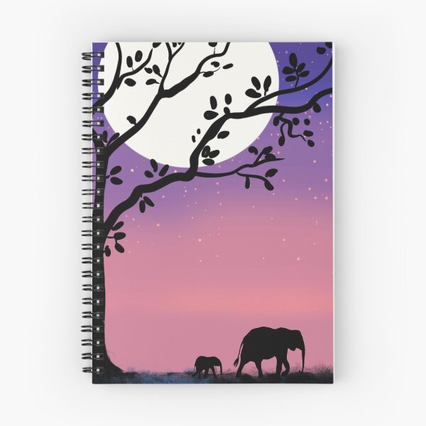 Artikelvorschau,  Niedliche Elefanten, Elefantenbabys, sternenklare Nacht mit Mond entworfen und verkauft von wrightsonarts.