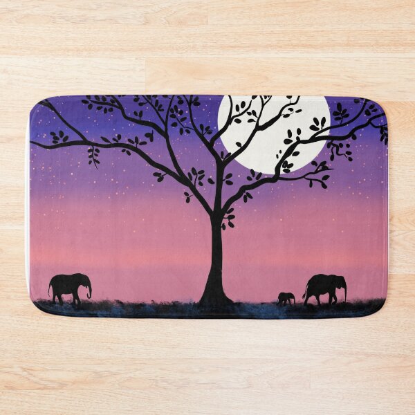 Item preview,  Cute Elephants , baby elephant , starlit night with moon designed and sold by wrightsonarts.