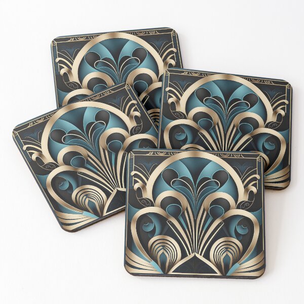 Item preview, 1920s Glamour Revived - Luxurious Blue & Black Art Deco Design designed and sold by PaintbrushPlace.