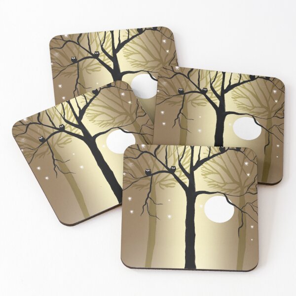 Item preview, Cute Elephants , baby elephant , starlit night with moon, gold art designed and sold by wrightsonarts.