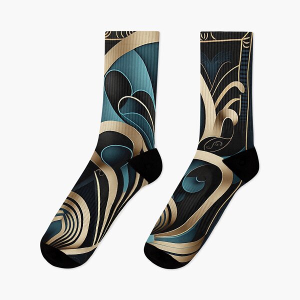 Item preview, 1920s Glamour Revived - Luxurious Blue & Black Art Deco Design designed and sold by PaintbrushPlace.