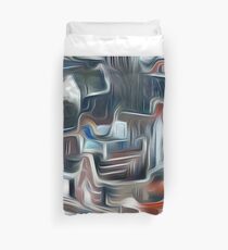 Amsterdam The Netherlands Elevated view of typical Amsterdam houses. Oil paint effect. Duvet Cover