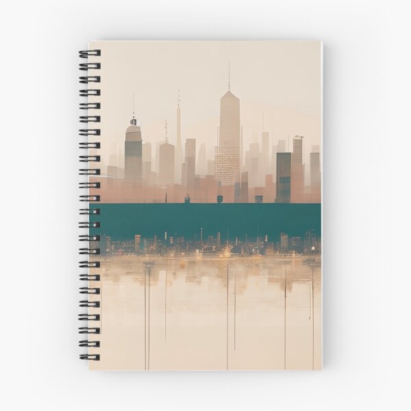 Item preview, Boho Chic Neutral Teal Beige Minimalist Cityscape Skyline Art designed and sold by LEILA ART SPACE.