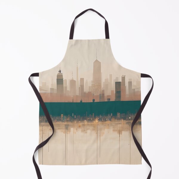 Item preview, Boho Chic Neutral Teal Beige Minimalist Cityscape Skyline Art designed and sold by LEILA ART SPACE.