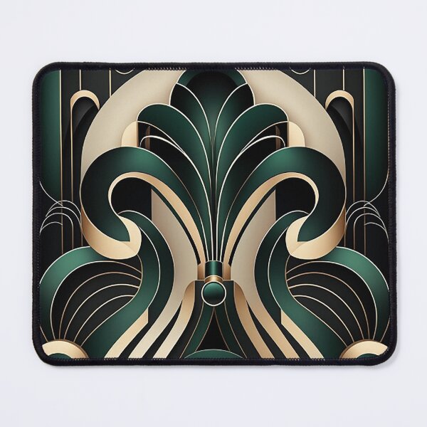 Item preview, Emerald Deco Opulence - Dark Green and Black Art Deco Illustration designed and sold by PaintbrushPlace.