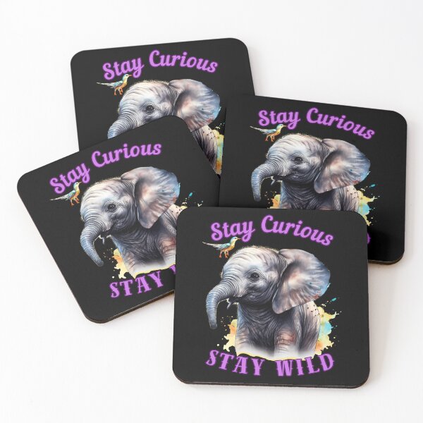 Item preview, Stay Curious, Stay Wild. elephant face designed and sold by ElephantVibes.