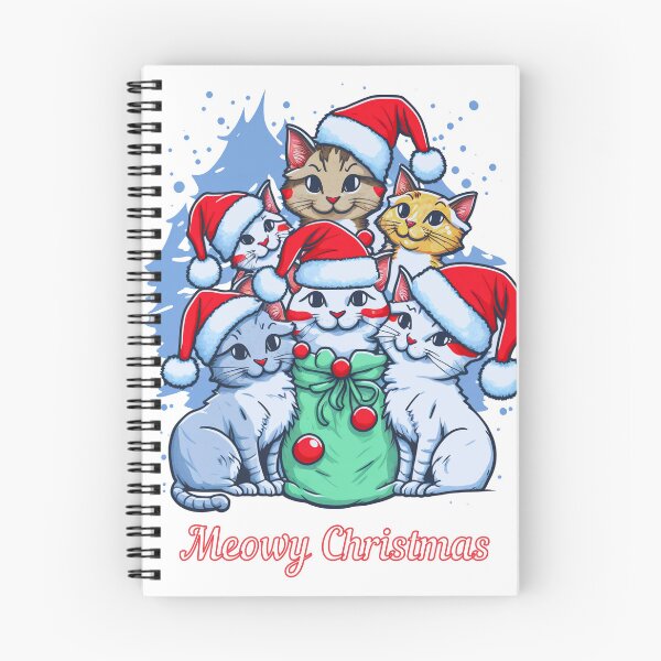 Item preview, Meowy Christmas Extravaganza: Smiling Cats in Festive Hats designed and sold by Vanchys.