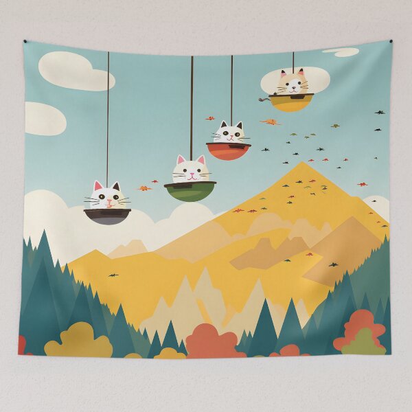 Item preview, Cheerful Cats at Sunset Fun at the Cable Car designed and sold by omerfdln34.