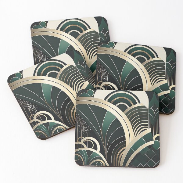 Item preview, Deco Elegance in Dark Green - Sophisticated Geometric Art Deco Design designed and sold by PaintbrushPlace.