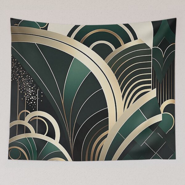 Item preview, Deco Elegance in Dark Green - Sophisticated Geometric Art Deco Design designed and sold by PaintbrushPlace.