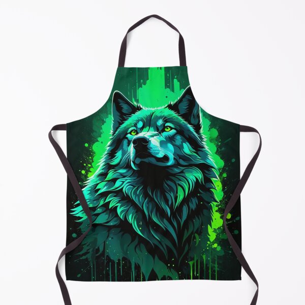 Artikelvorschau, Wolf (Porträt tropfender Farbe) auf grüner Basis entworfen und verkauft von Gilby-Designs.