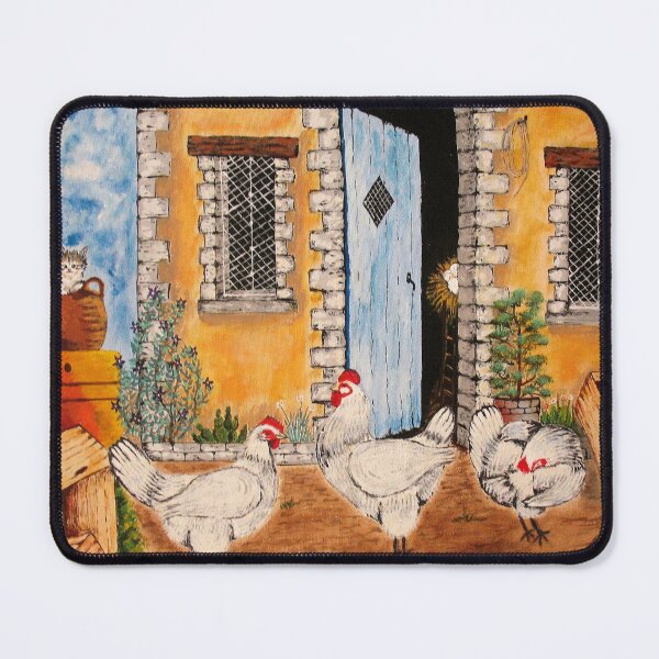 Item preview, white chickens in the farmyard designed and sold by janjacbu.