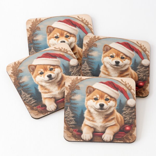 Item preview, Christmas with Shiba Inu: The Noble Spirit of Wood (Pyro Pets Art - 230) designed and sold by pyropetsart.