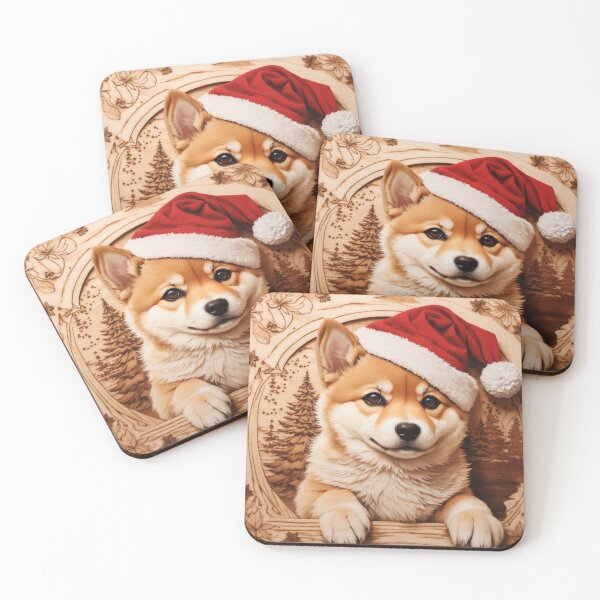 Item preview, Christmas with Shiba Inu: The Noble Spirit of Wood (Pyro Pets Art - 232) designed and sold by pyropetsart.