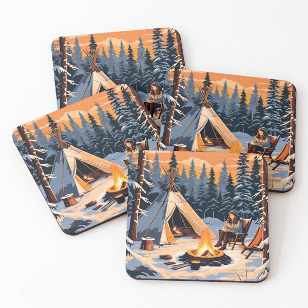 Item preview, winter camping snowy forest designed and sold by JangmiHorang.