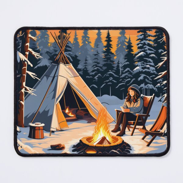 Item preview, winter camping snowy forest designed and sold by JangmiHorang.