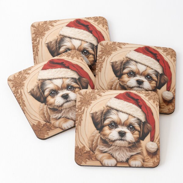 Item preview, Christmas with Shih Tzu: The Endearing Spirit of Wood (Pyro Pets Art - 237) designed and sold by pyropetsart.