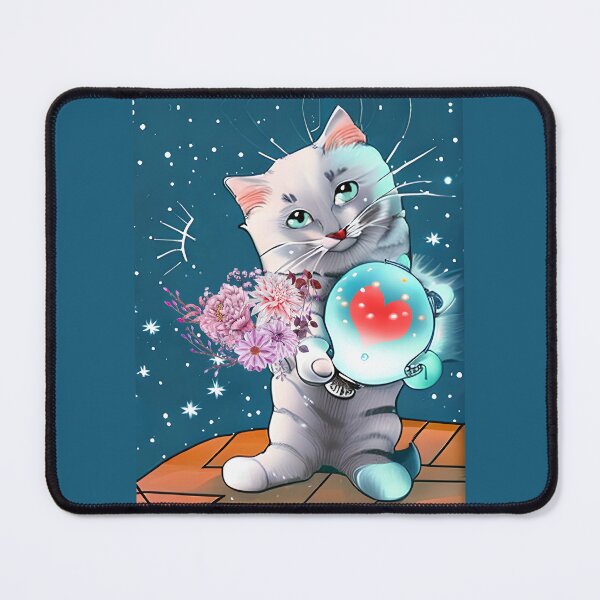 Item preview, Cat offers his heart and flowers designed and sold by Astralia.