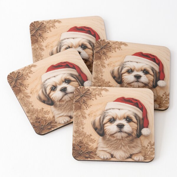 Item preview, Christmas with Shih Tzu: The Endearing Spirit of Wood (Pyro Pets Art - 240) designed and sold by pyropetsart.