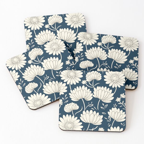 Item preview, Monochrome Majesty: White Chrysanthemums on a Dark Canvas designed and sold by RipollDesigns.