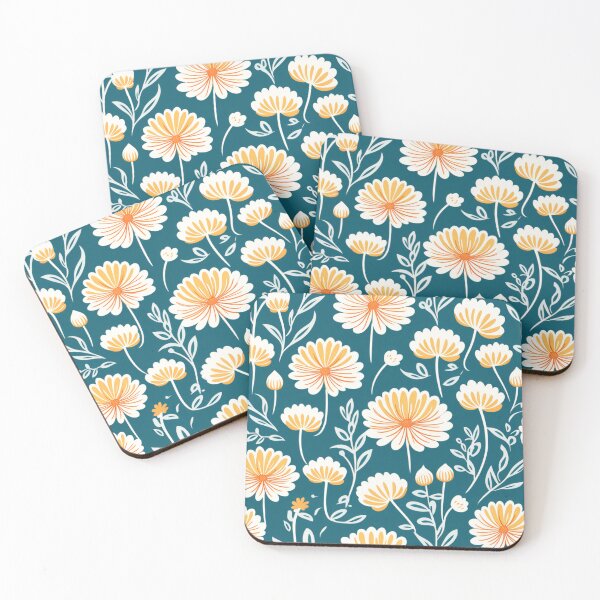 Item preview, Mystic Blooms: Chrysanthemums on a Green Canvas designed and sold by RipollDesigns.