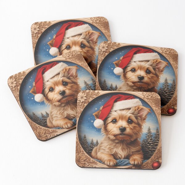 Item preview, Christmas with Yorkshire Terrier: The Delightful Charm of Wood (Pyro Pets Art - 242) designed and sold by pyropetsart.