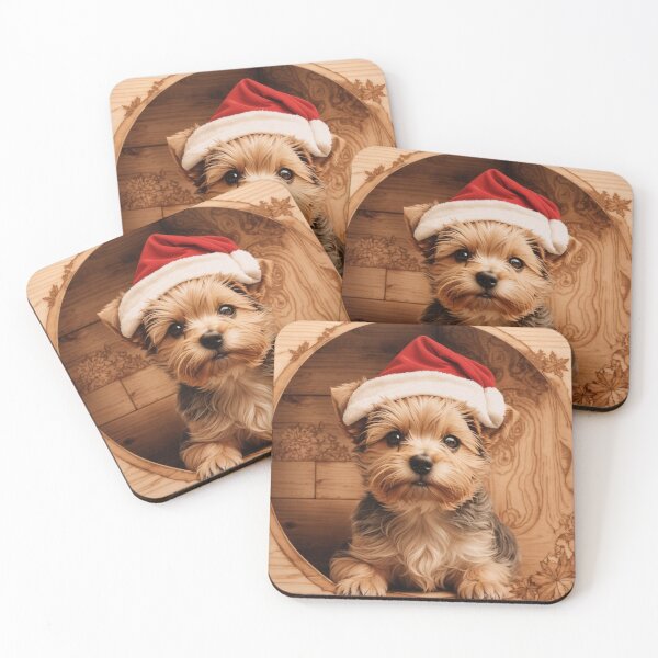 Item preview, Christmas with Yorkshire Terrier: The Delightful Charm of Wood (Pyro Pets Art - 244) designed and sold by pyropetsart.