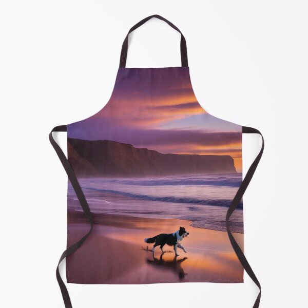 Item preview, The beach and cliffs at sunset, and a happy dog designed and sold by JangmiHorang.