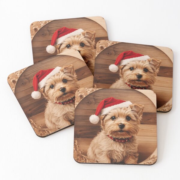 Item preview, Christmas with Yorkshire Terrier: The Delightful Charm of Wood (Pyro Pets Art - 245) designed and sold by pyropetsart.