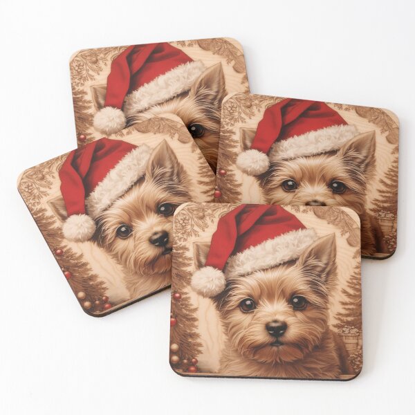 Item preview, Christmas with Yorkshire Terrier: The Delightful Charm of Wood (Pyro Pets Art - 246) designed and sold by pyropetsart.