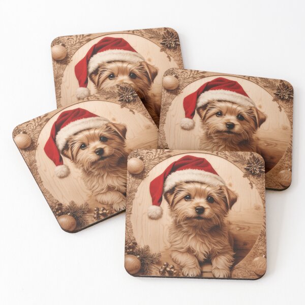Item preview, Christmas with Yorkshire Terrier: The Delightful Charm of Wood (Pyro Pets Art - 249) designed and sold by pyropetsart.