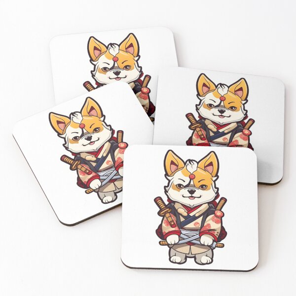 Item preview, Cute Japan samurai cream dog designed and sold by KorArtStudio.