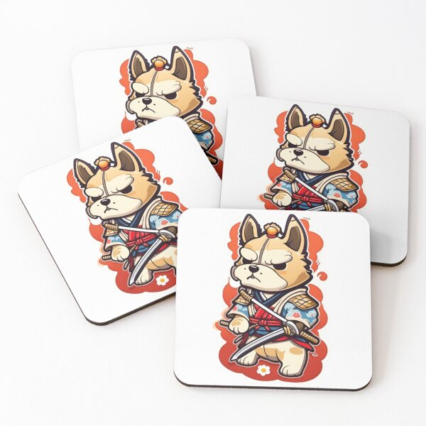 Item preview, Cute Japan samurai puppy cream dog designed and sold by KorArtStudio.