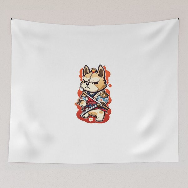 Item preview, Cute Japan samurai puppy cream dog designed and sold by KorArtStudio.