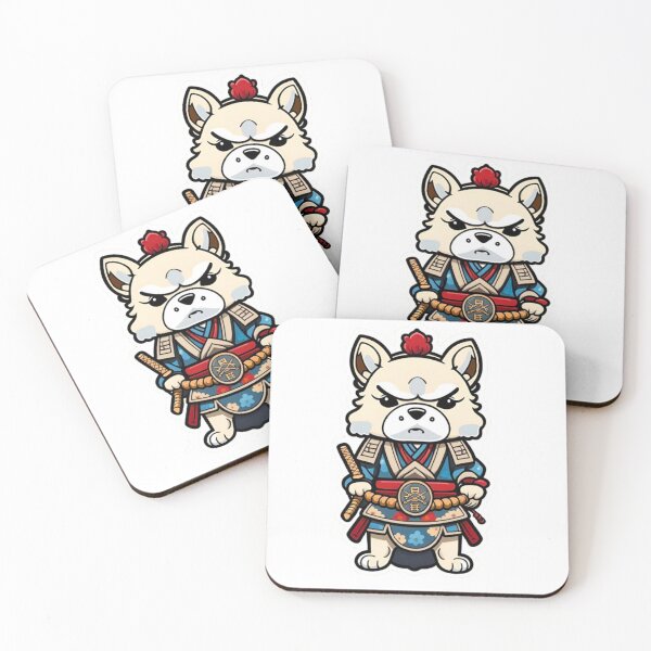 Item preview, Cool Japan samurai puppy cream dog designed and sold by KorArtStudio.