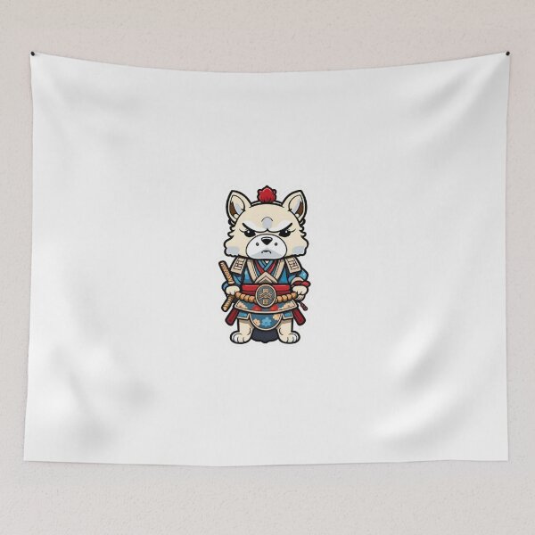 Item preview, Cool Japan samurai puppy cream dog designed and sold by KorArtStudio.