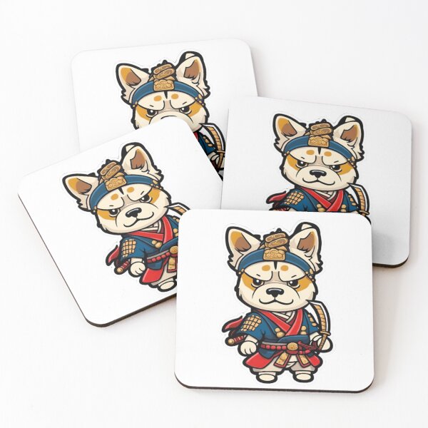 Item preview, Cute Japan samurai katana cream dog designed and sold by KorArtStudio.