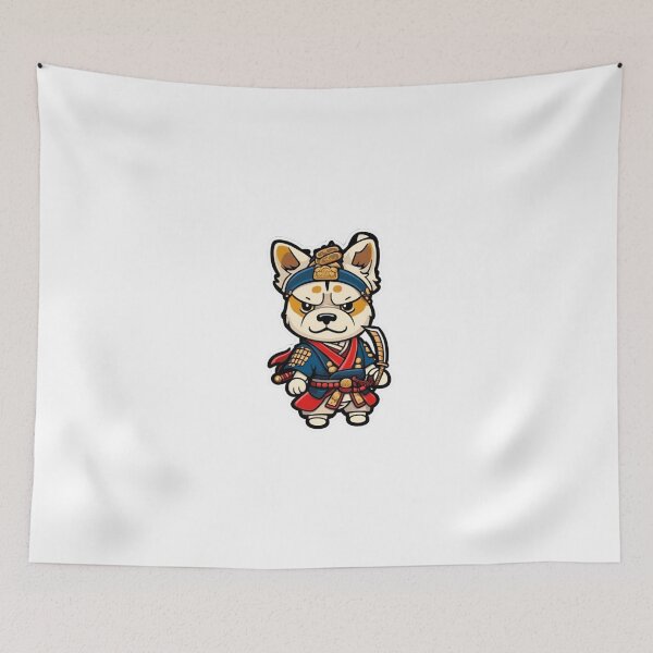 Item preview, Cute Japan samurai katana cream dog designed and sold by KorArtStudio.