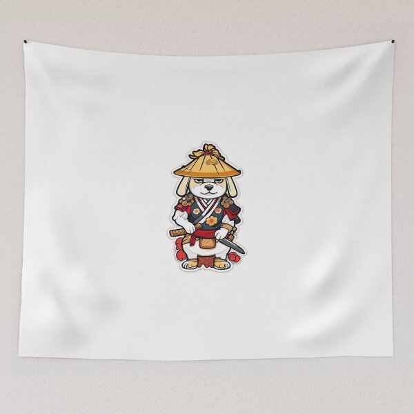 Item preview, Cute Japan samurai katana puppy cream dog designed and sold by KorArtStudio.