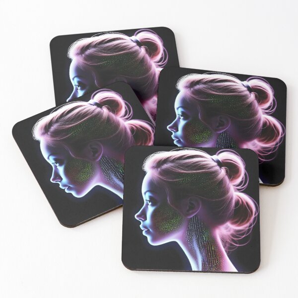 Item preview, Beautiful woman silhouette neon dots designed and sold by 90's Misaki.