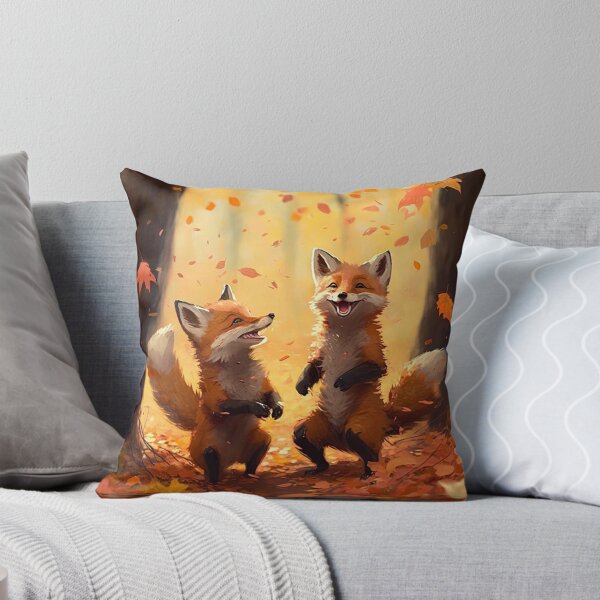 Item preview, Autumn Fox Frolic - Charming Foxes in a Forest Clearing designed and sold by PaintbrushPlace.
