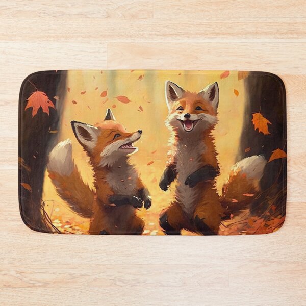 Item preview, Autumn Fox Frolic - Charming Foxes in a Forest Clearing designed and sold by PaintbrushPlace.