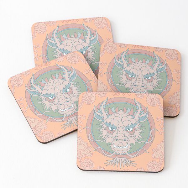 Item preview, Chinese dragon and clouds on peach fuzz designed and sold by colorofmagic.
